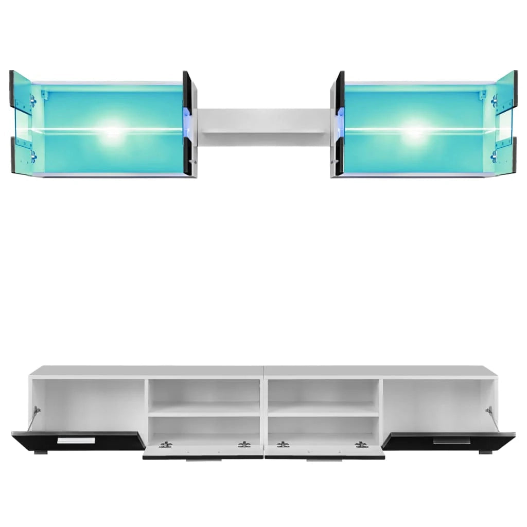 Set da parete per 5 ambienti con luci led nero lucido 02_0025383