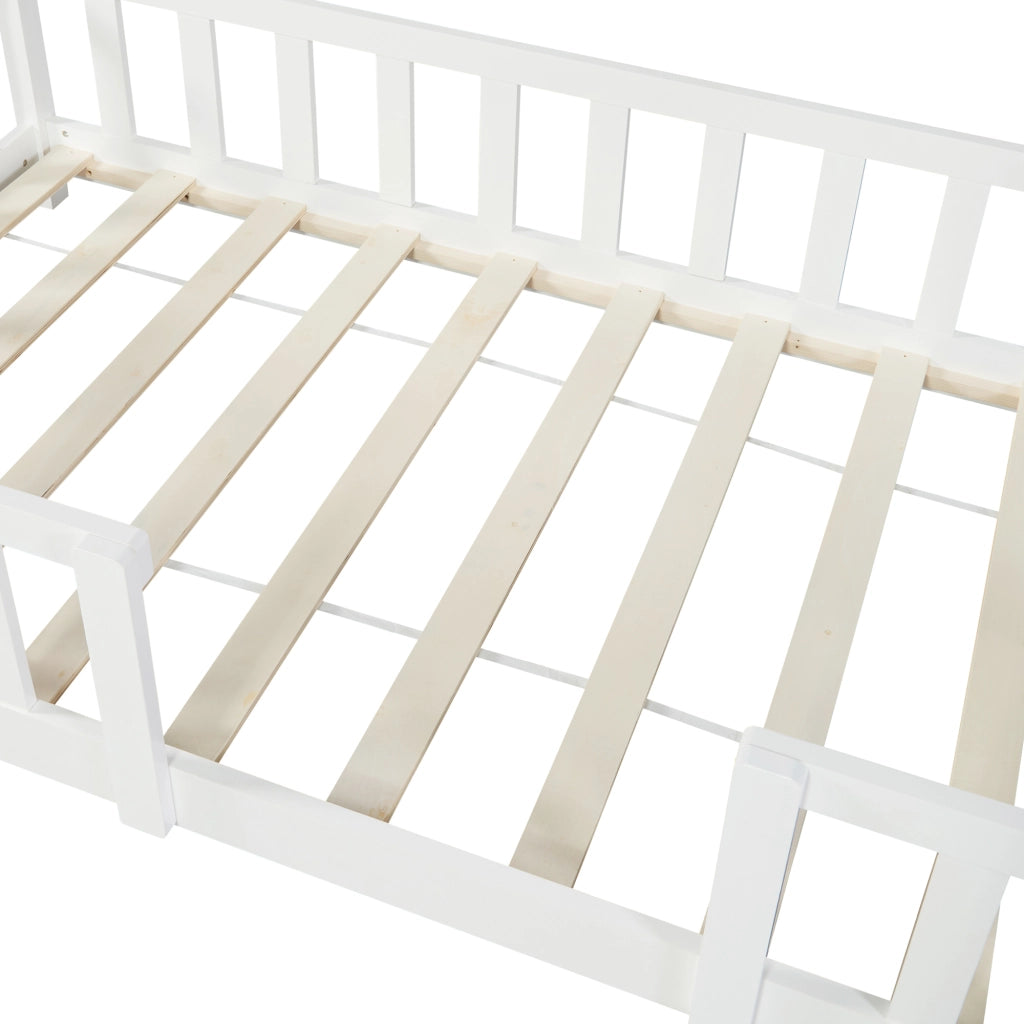 Letto per Cameretta Sisimiut a Forma di Casetta con Materasso 90x200 cm Bianco [en.casa] [neu.haus]