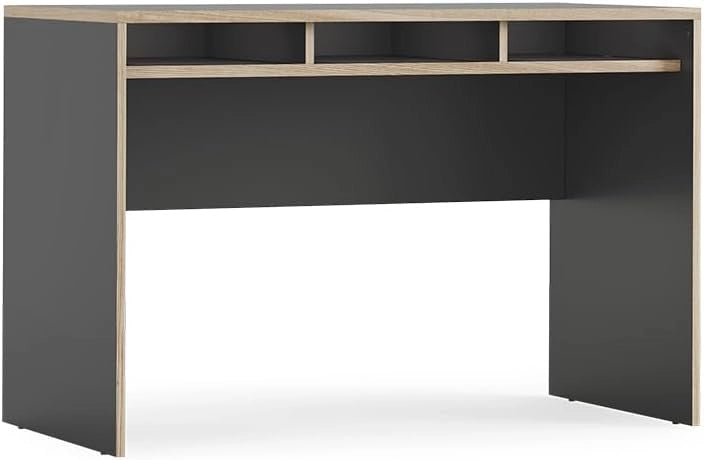 Scrivania con ripiani Tetrix, Antracite, 112 x 55 cm con 3 scomparti, adatto come postazione di lavoro per smart working e studio