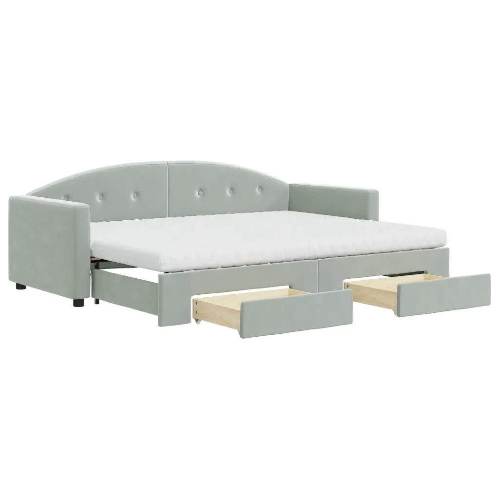 Divano Letto Estraibile Cassetti Grigio Chiaro 80x200cm Velluto 3197366