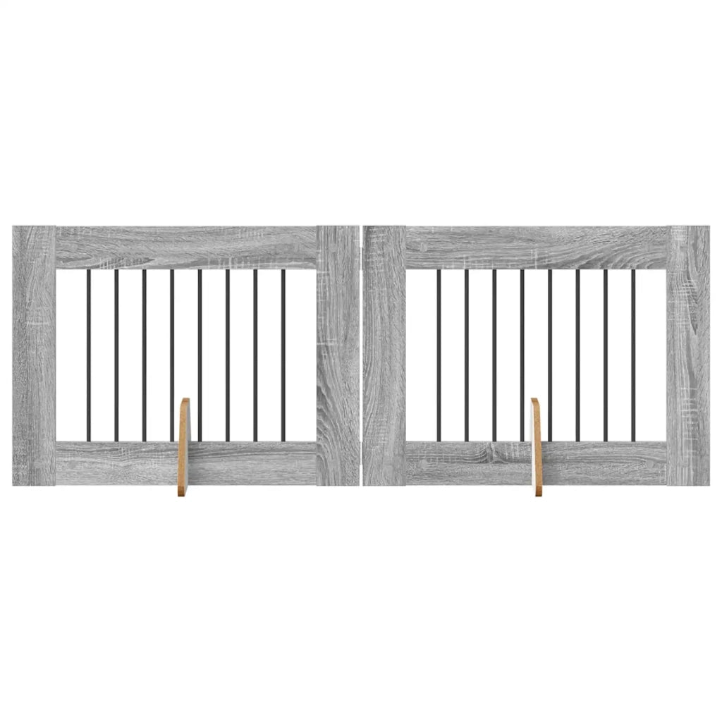 Cancello per cani con supporti 2 pcs Grigio Sonoma 80 x 60 cm 892130