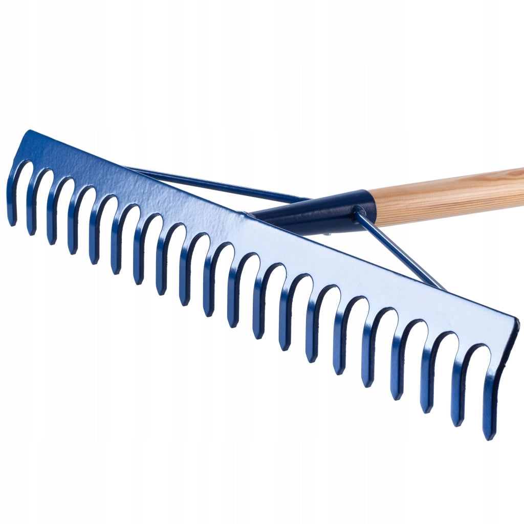 Rastrello in metallo KADAX per foglie, erba, sassi, giardino, robusto, 155 cm, con manico