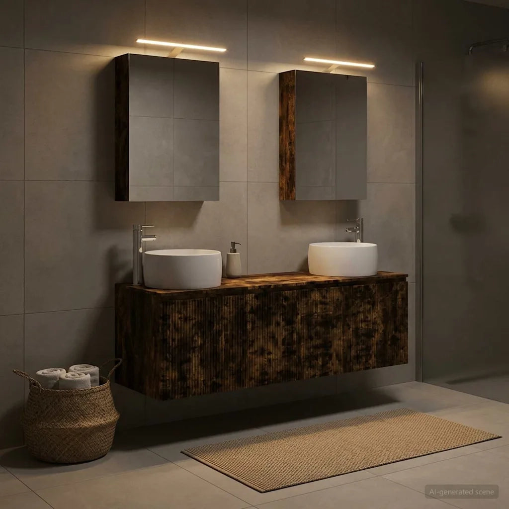 Set di Armadi da Bagno 5 pcs Rovere Fumo Legno ingegnerizzato 3406515