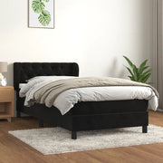 Giroletto a Molle con Materasso Nero 80x200 cm in Velluto 3127639