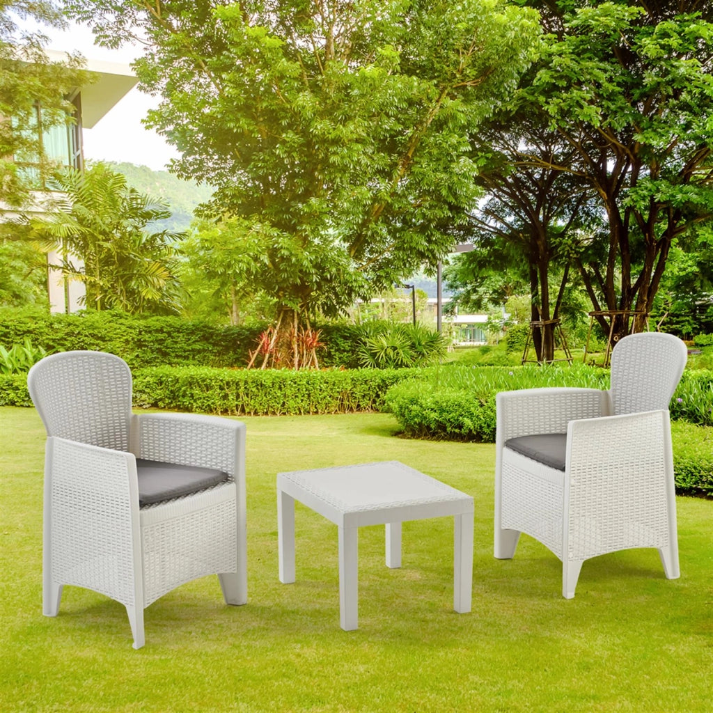 MAURY'S AKITA SALOTTO DA GIARDINO CON CUSCINI 3 PZ BIANCO