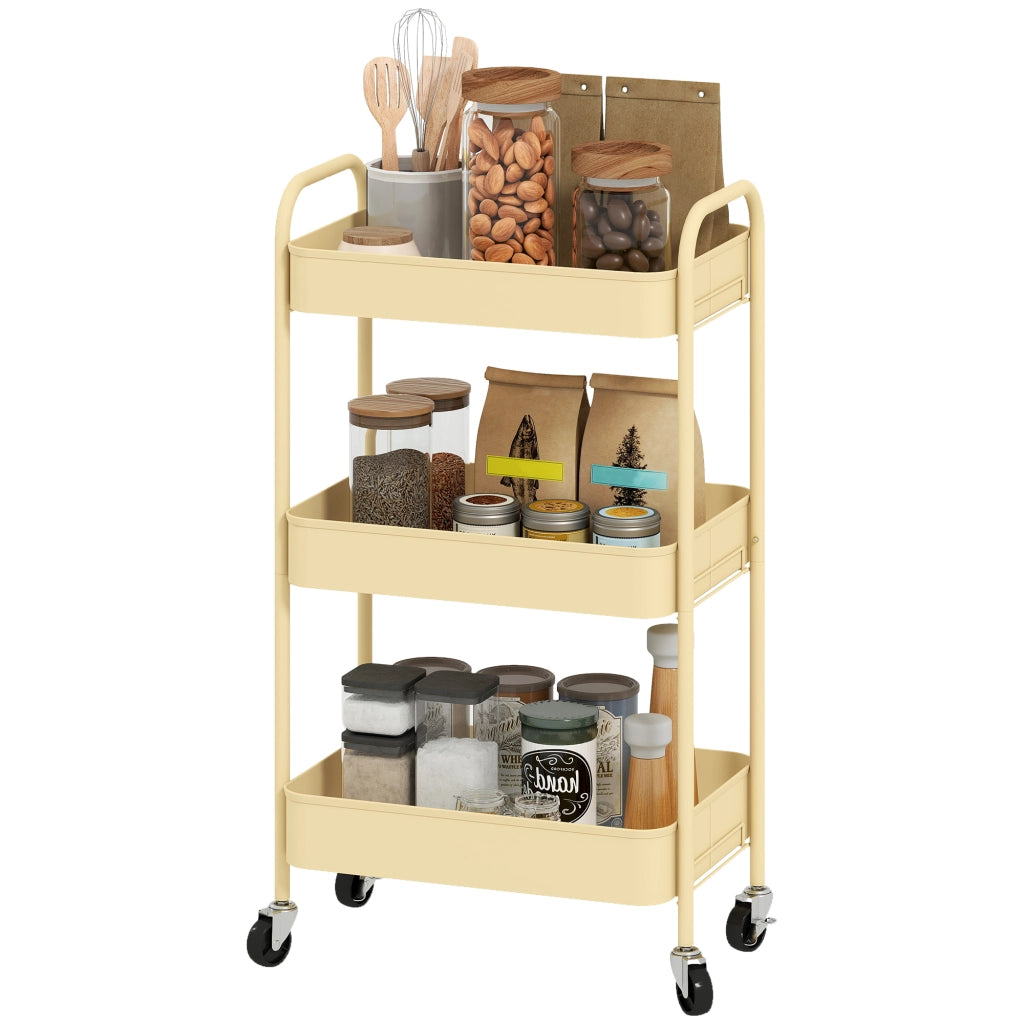 Carrello Portautensili da Cucina 3 Livelli ¨C zephmum ¨C 45x30.6x79 cm Giallo