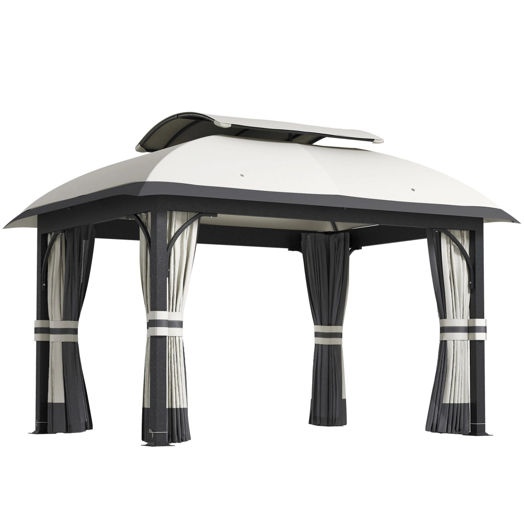 Gazebo da giardino ¨C zephmum ¨C grigio chiaro 330x400 cm con tende in rete