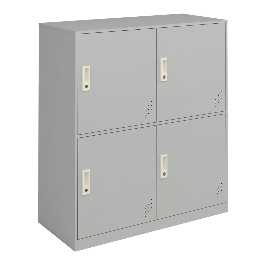Armadio Casellario Rautavaara in Acciaio 4 Ante con Serratura 100 x 90 x 40 cm Grigio Pallido [en.casa]