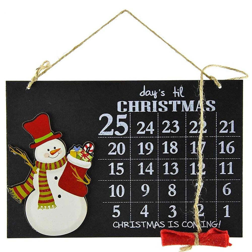 Trade Shop - Calendario Avvento Lavagna Con Gessetto In Legno 2 Modelli Decorazioni Natalizie -