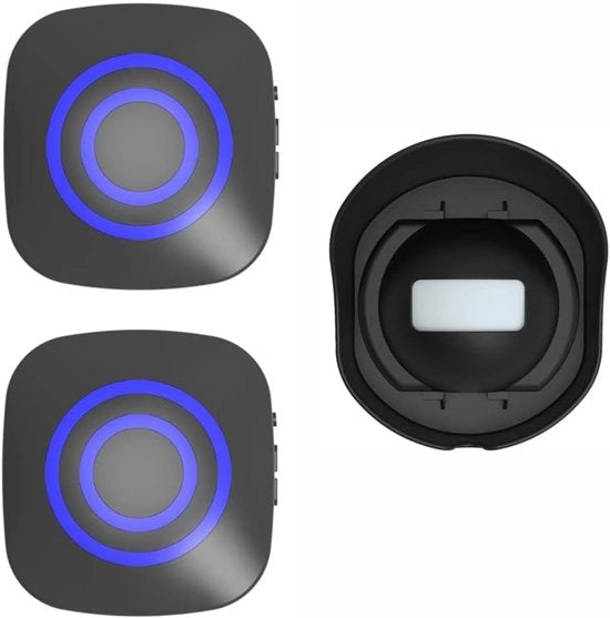 Deurbellore per Wi-Fi per ingresso, sensore di movimento esterno resistente all'acqua, allarme di sicurezza - allarme per ingresso/casa/porta, indicatori LED, 2 ricevitori e 1 sensore (nero)