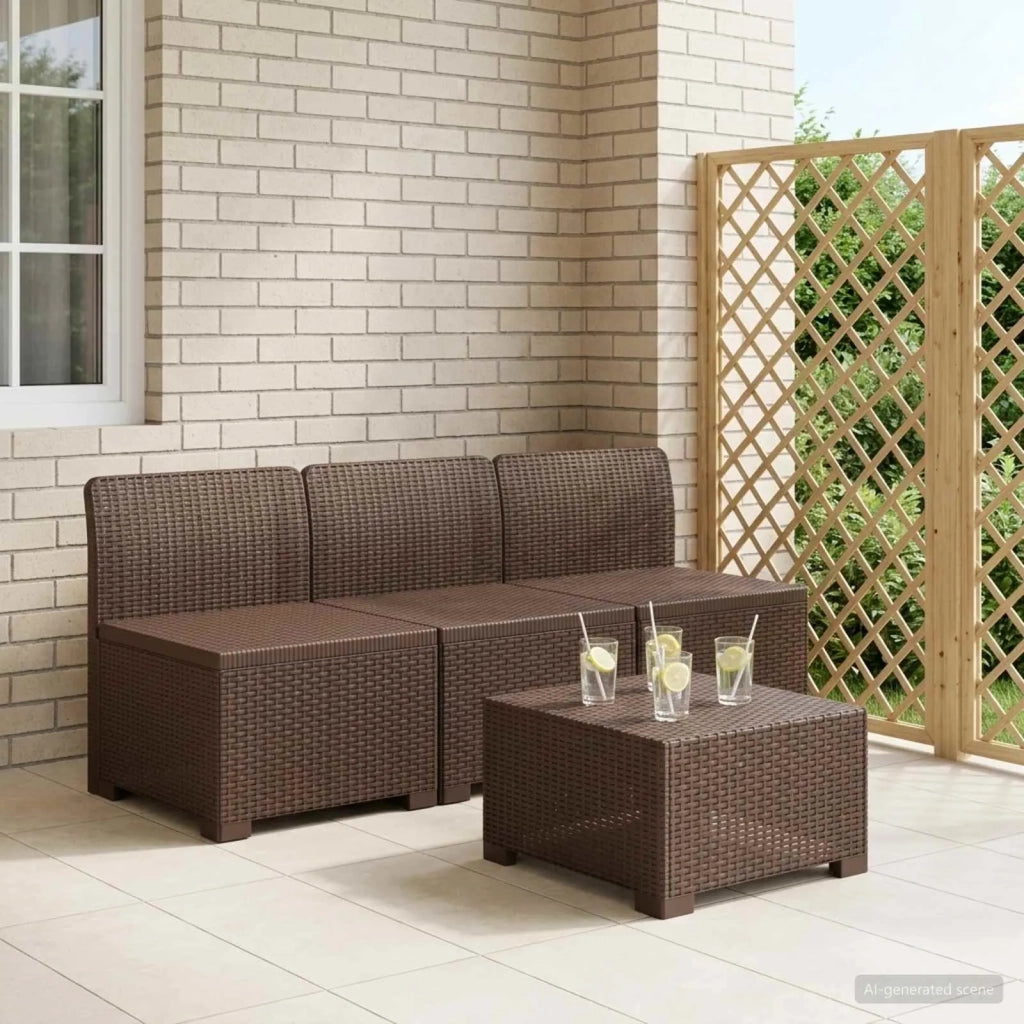 Divano da Giardino a 3 Posti in Aspetto Rattan PP Marrone 8011957