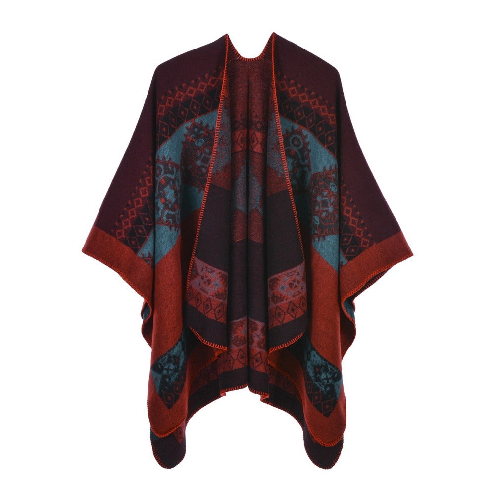 Mantella/scialle da donna autunno e inverno, stile retr¨°, spaccata, calda, in cashmere, mantella