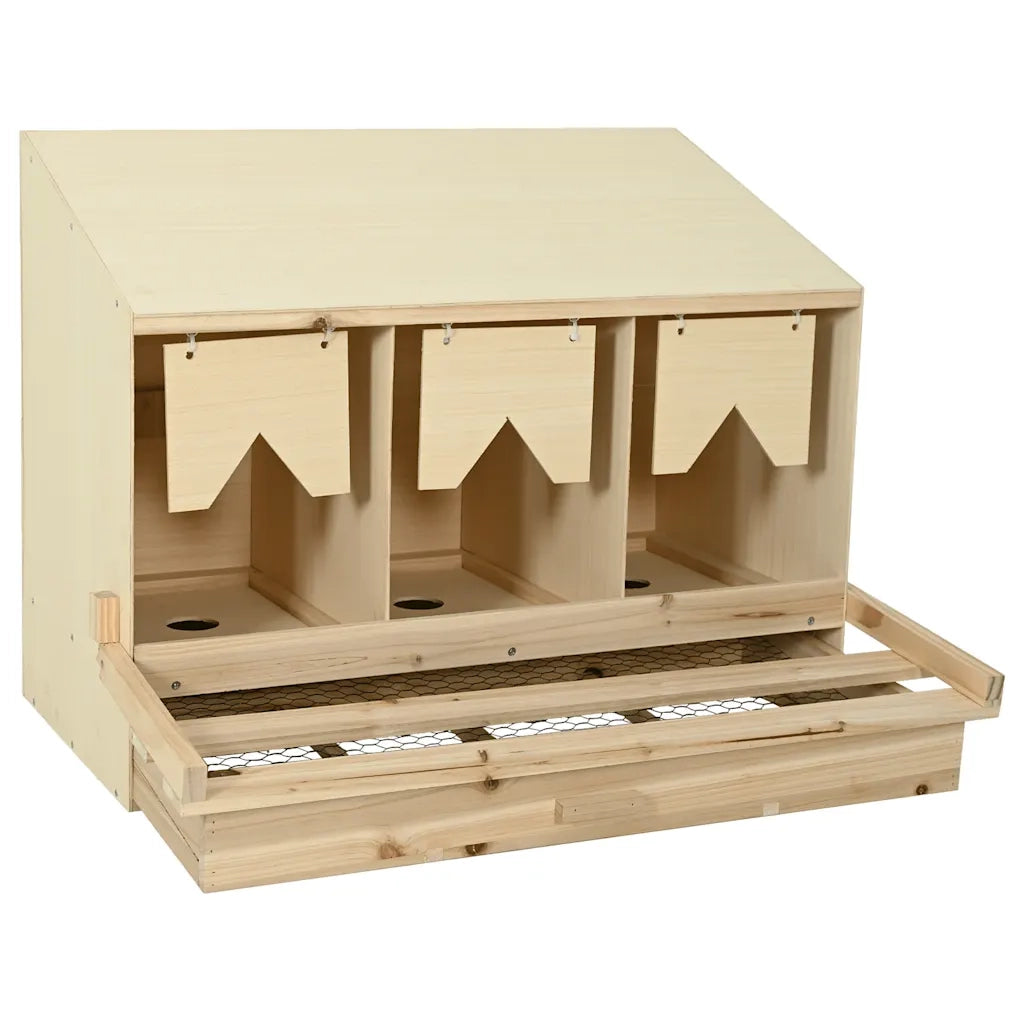 Casetta Cova per Galline 3 Scomparti 93x40x65 cm Legno di Pino