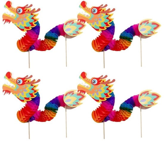 Lanterne di carta da 4 pezzi - Decorazione per Capodanno cinese - Decorazione per feste - Decorazione da appendere - Aggiunta unica - Decorazione per feste