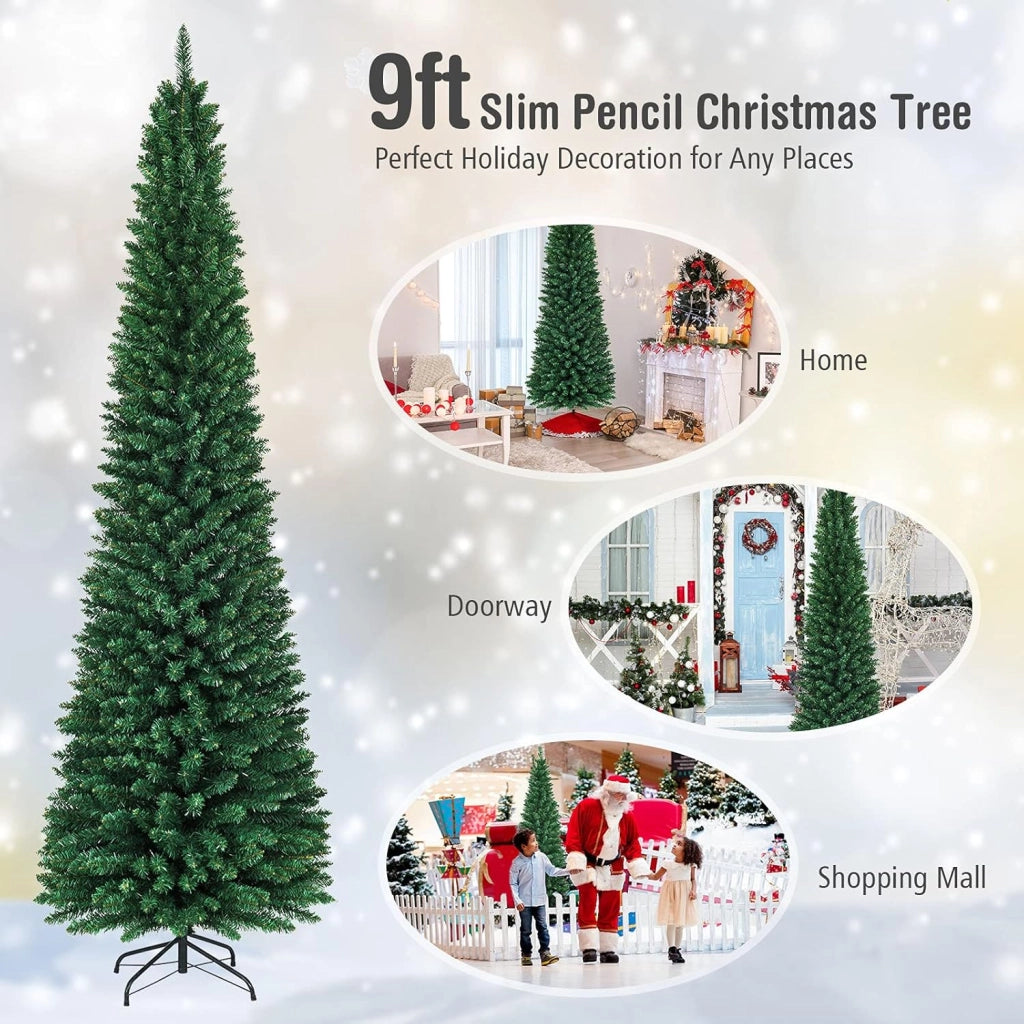 Albero di Natale Artificiale, Abete per la Festa di Natale, Albero Artificiale per Casa, Folto e Realistico, PVC, Supporto in Metallo, Facile da Montare, Verde (270 cm)