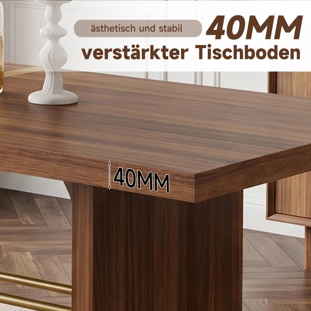 Tavolo da pranzo - 180x75 cm - piano 4 cm - per 6-8 persone - noce+oro - moderno - antigraffio