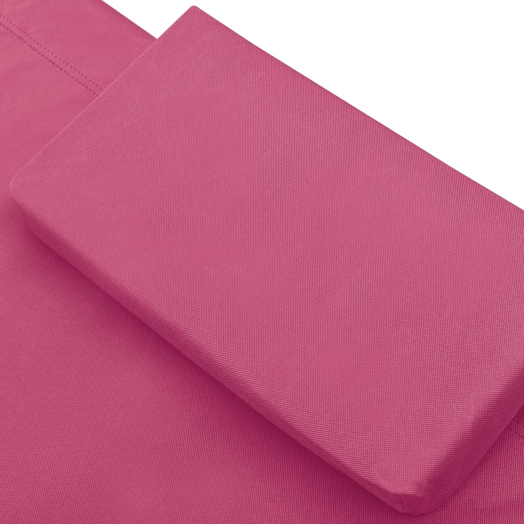 Lettino prendisole da esterno 200 cm con baldacchino e cuscino rosa 02_0012009