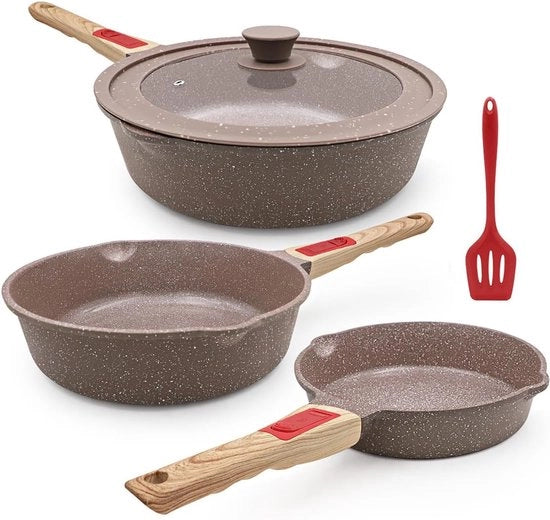 Set di Pentole e Padelle Antiscivolo in Ceramica - Cucina - 6 Pezzi - Multicolor - Ceramica - Dimensioni Variabili