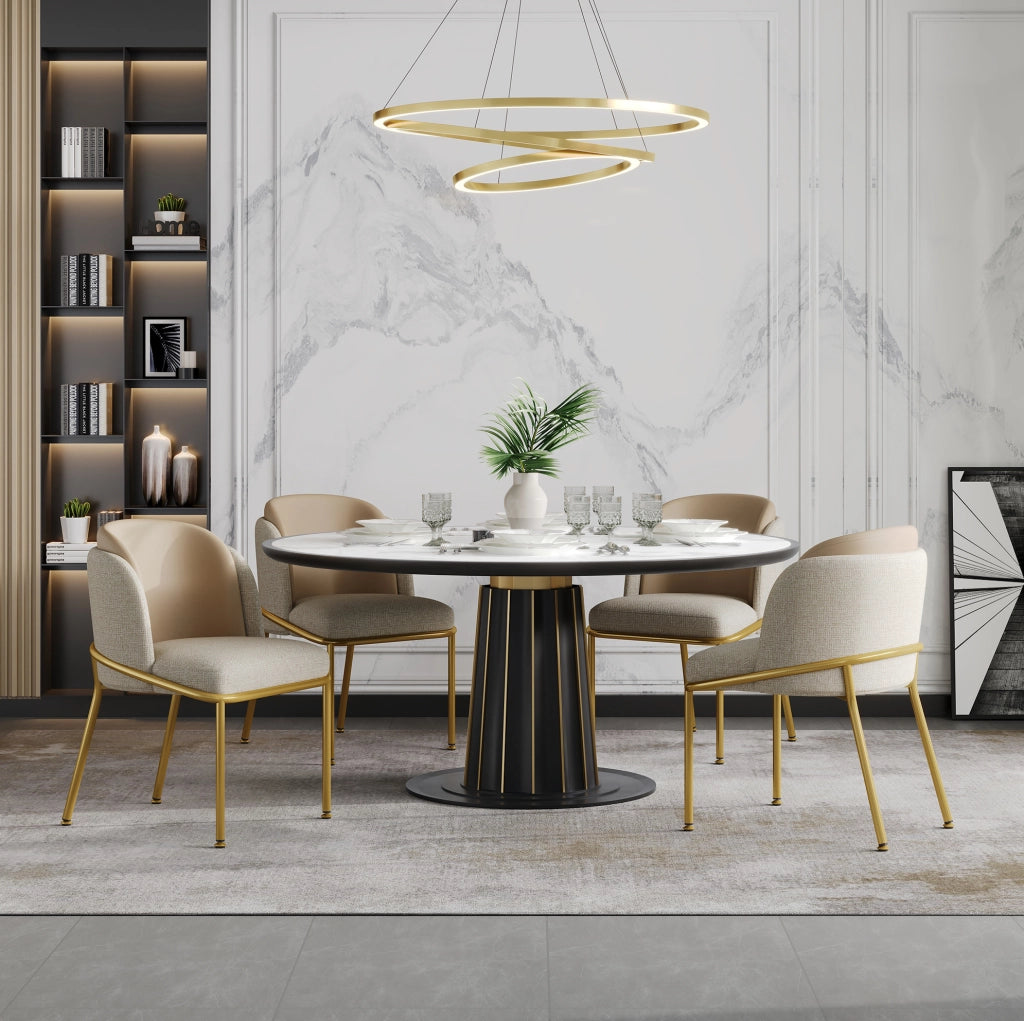 Sedia da pranzo con schienale ergonomico e piedini regolabili in legno e metallo; beige e khaki