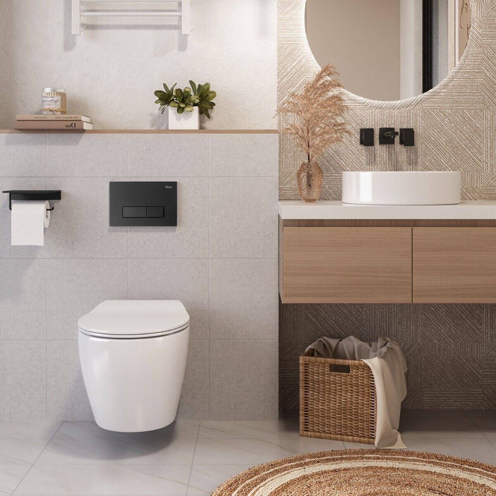 Supporto Set Da Incasso Per Vasi Wc Con Bottone H Black