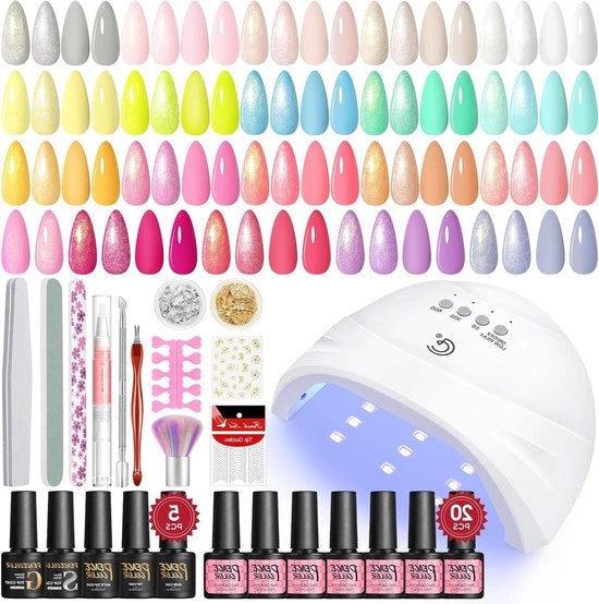 Kit di avviamento per unghie in gel - 20 colori di smalto UV con lampada e accessori