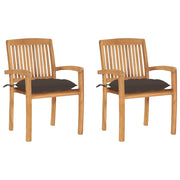 Sedie da Giardino 2 pz Cuscini Grigio Talpa in Teak Massello cod mxl 8094