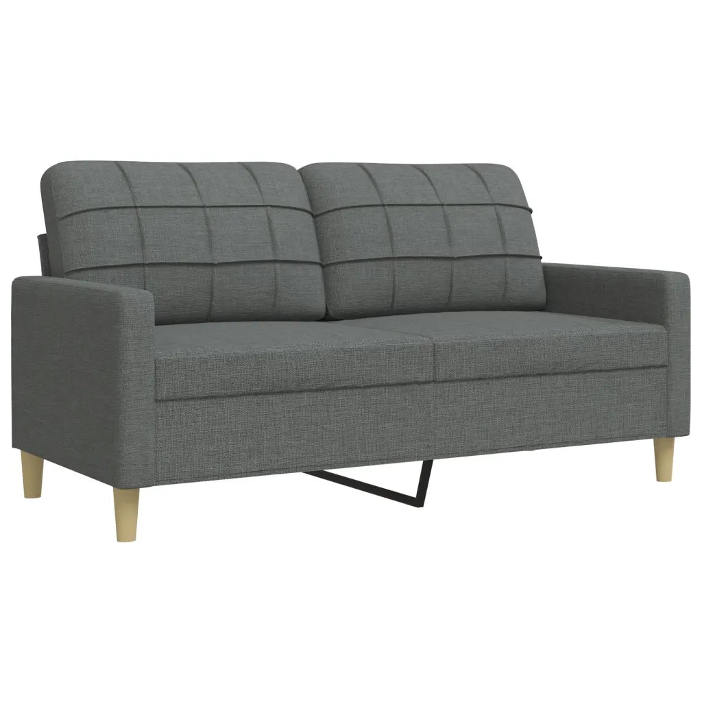 Set Divani 3 pz con Poggiapiedi e Cuscini Grigio Scuro Tessuto