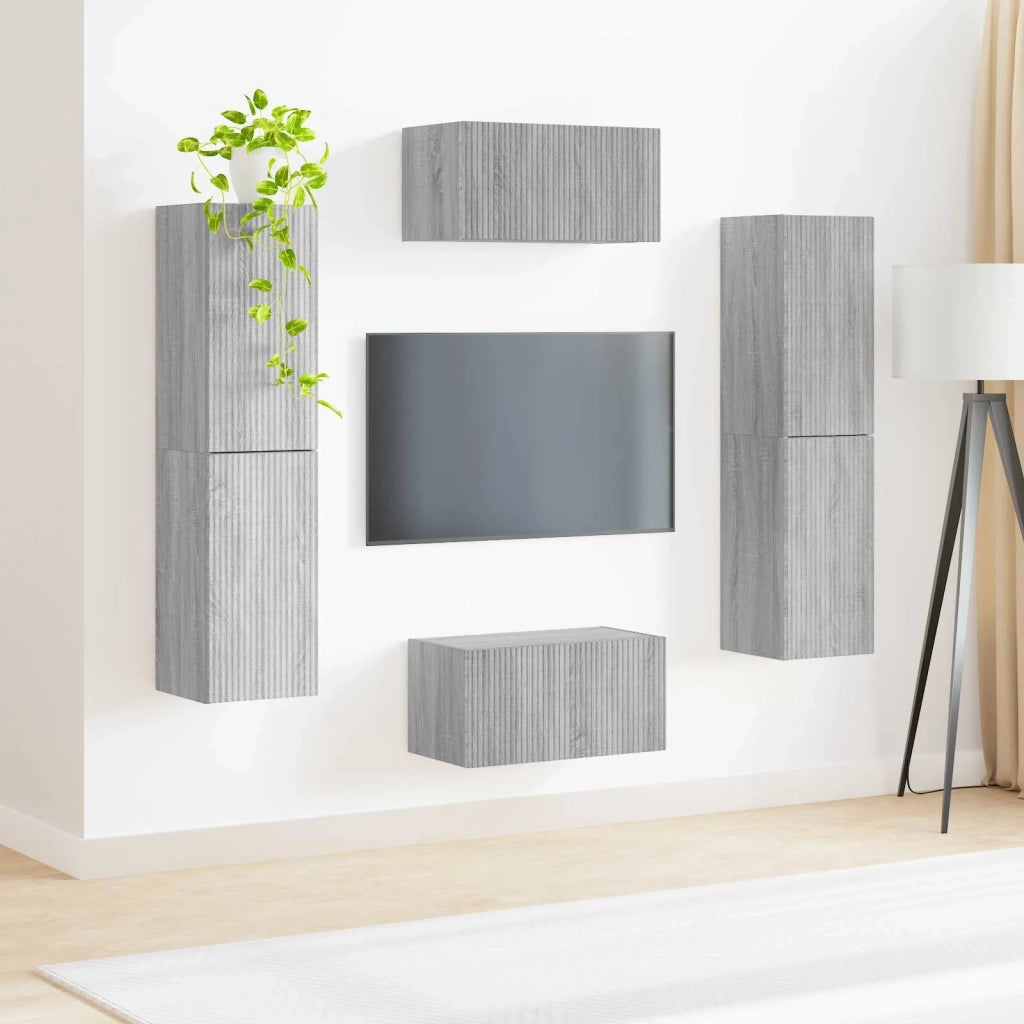 Set mobile TV 6 pcs Grigio Sonoma Legno multistrato