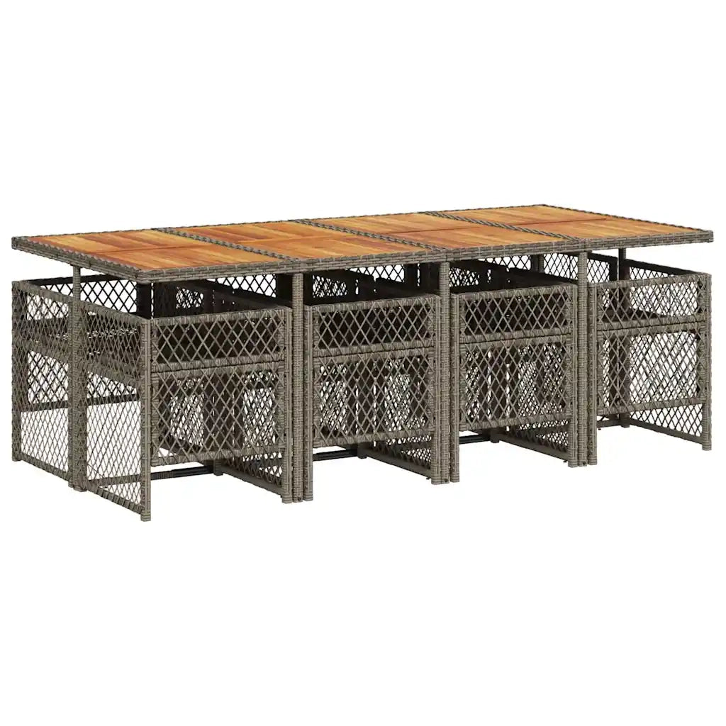 vidaXL Set da Pranzo da Giardino 9 pz con Cuscini in Polyrattan Grigio
