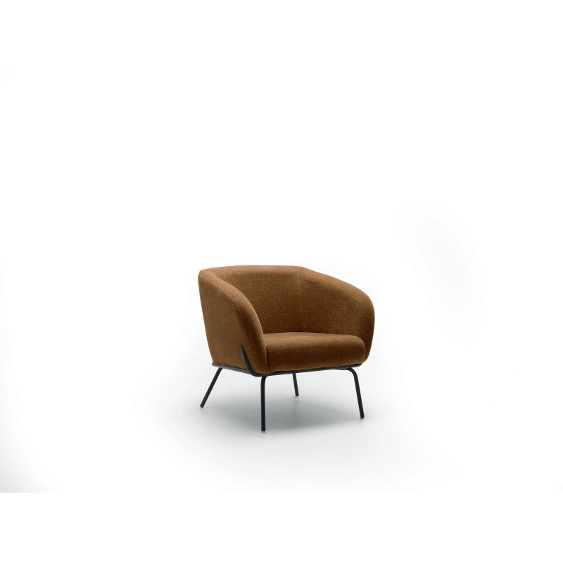 Poltrona rivestita in velluto Gambe metallo verniciato Sherry 75cm X 74cm H 69cm Stones