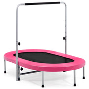 Trampolino doppio per 2 persone con maniglia e cuscinetto, Trampolino ovale pieghevole per bambini e adulti Rosa-Trampolini