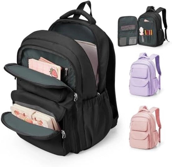 Zak da Scuola per Ragazze 10-14 anni - Borsa leggera con ruote, contenitore per bottiglie e organizzatore - Adatta per scuola primaria e secondaria