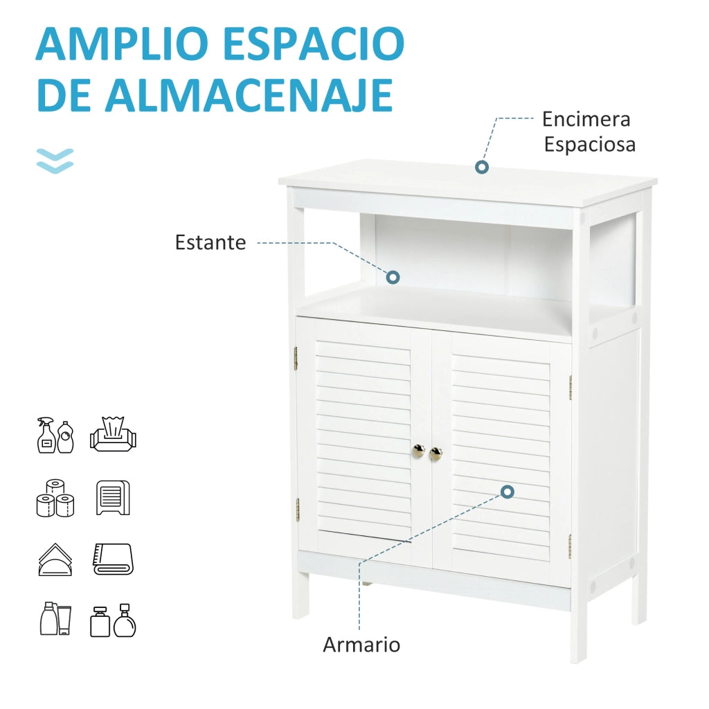 Mobile bagno con 2 ante a persiana e ripiano aperto ¨C Xylo ¨C Bianco 60x30x81,6 cm