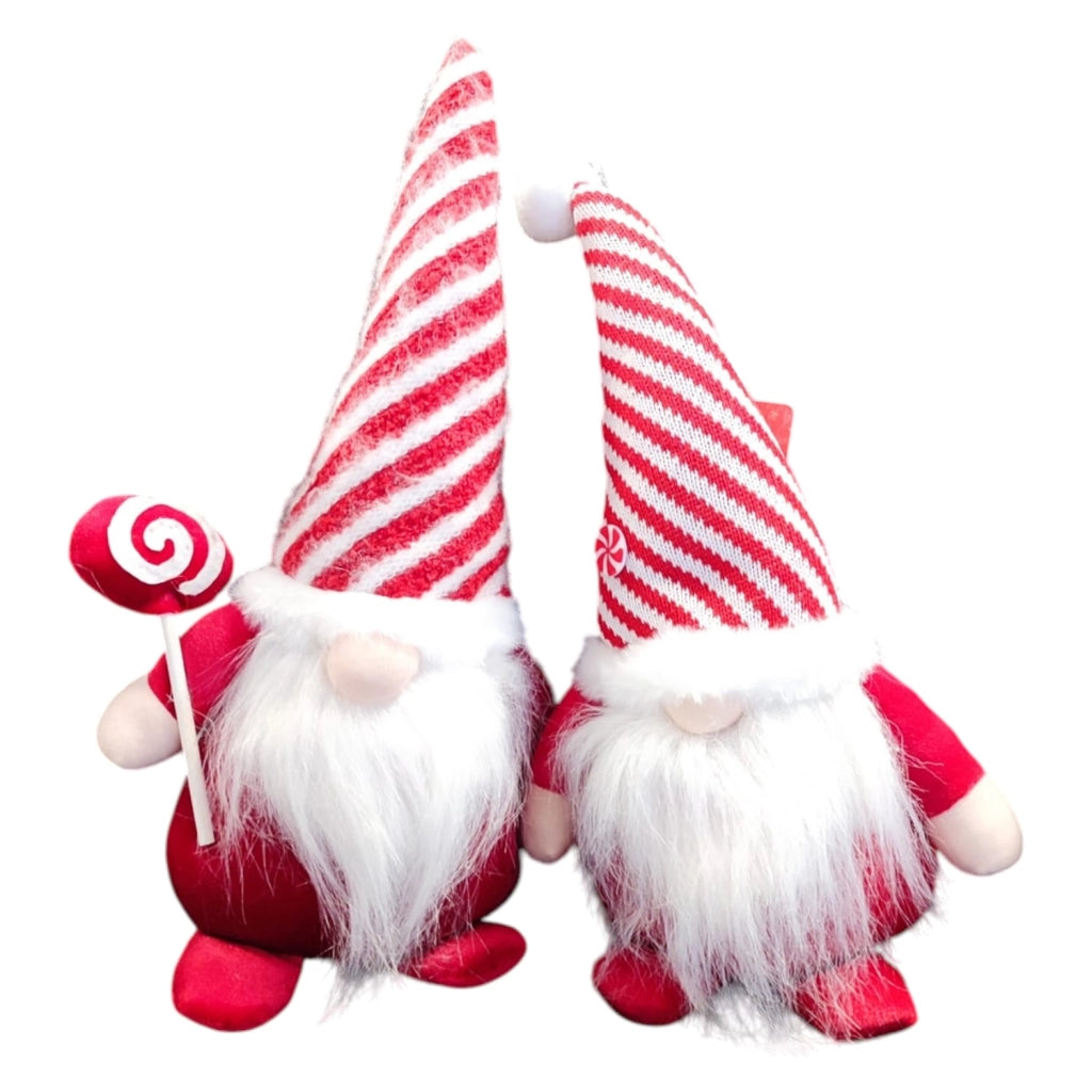 GNOMO NATALIZIO DECORATIVO BABBO NATALE CON CAPPELLO A RIGHE 43,5CM BASE PESANTE