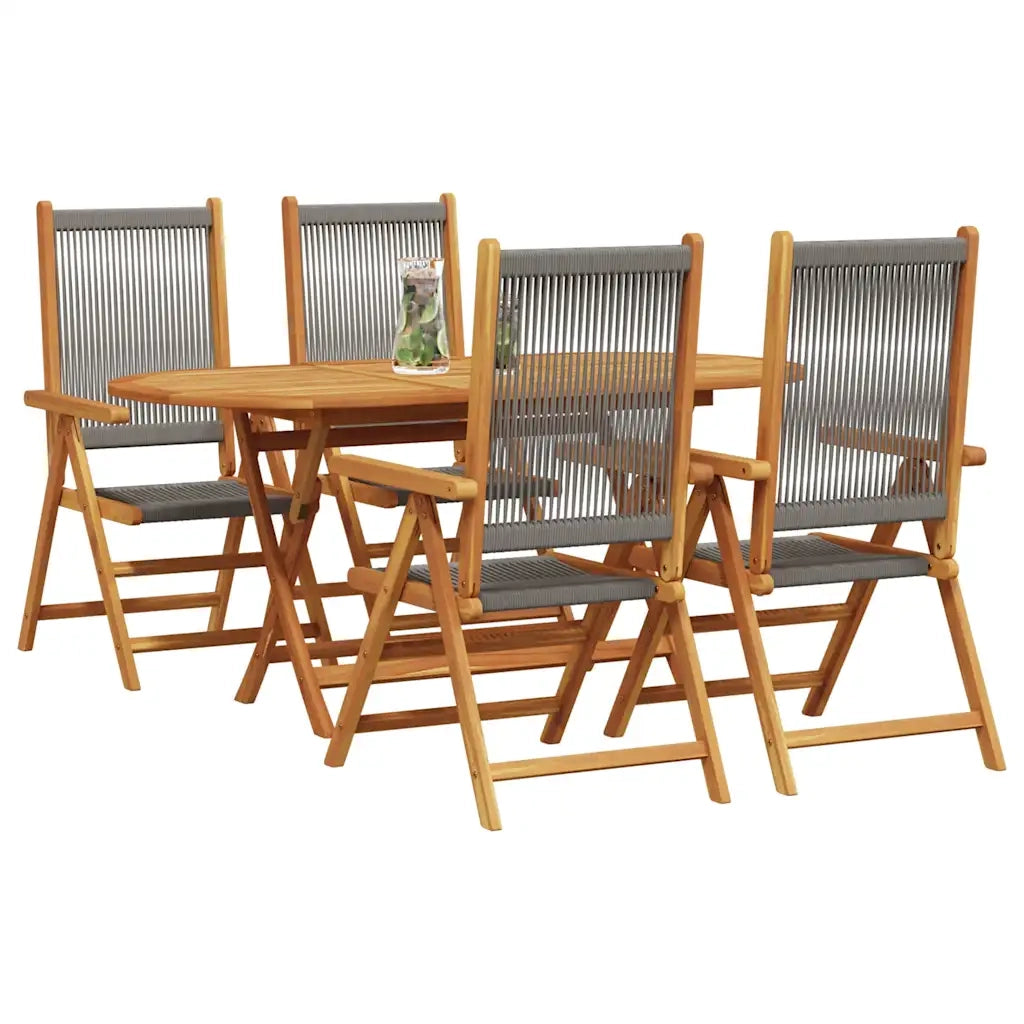Set da Pranzo per Giardino 5 pcs Grigio