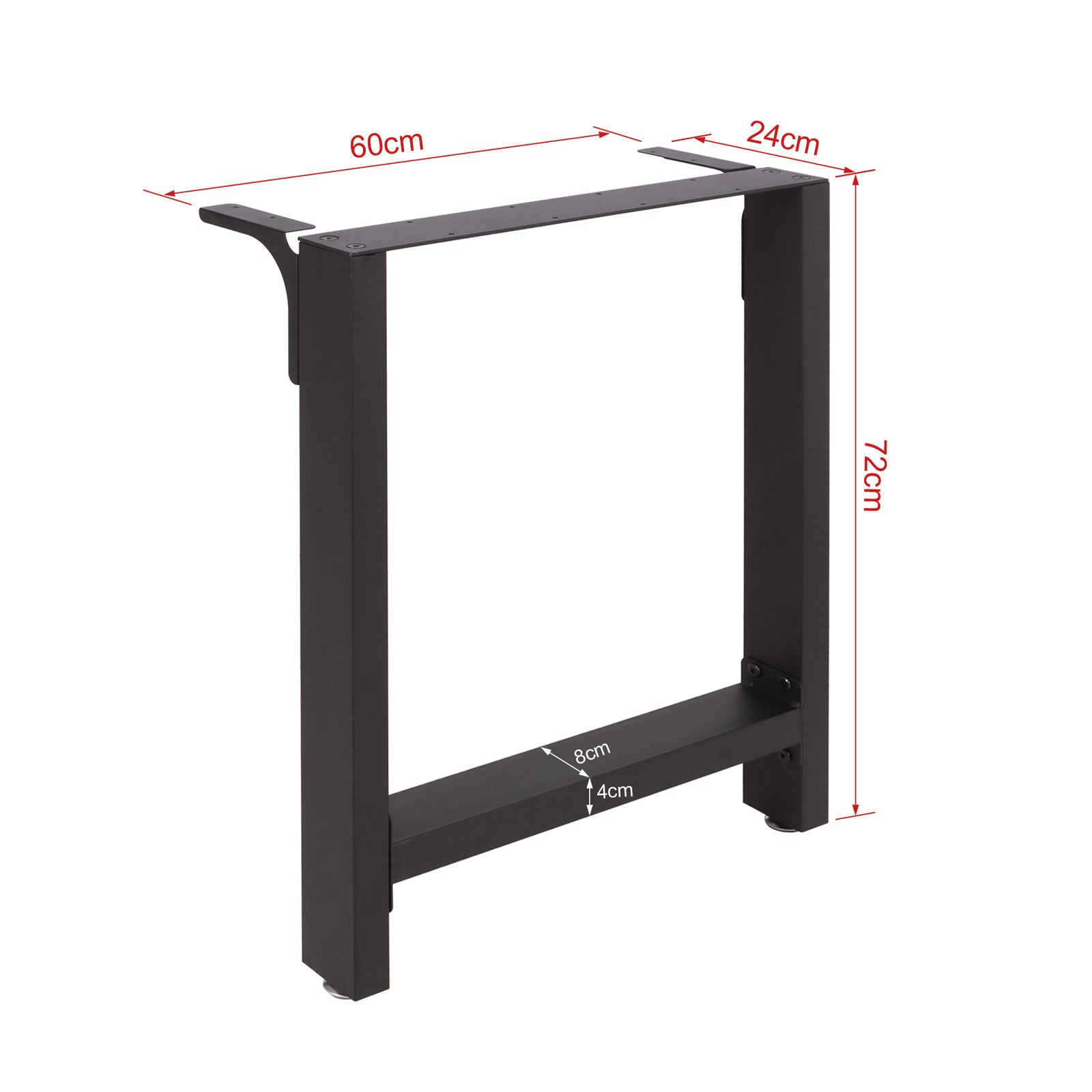 Base per tavolo 60x72 cm verniciatura a polvere in nero Gambe quadrate tavolino