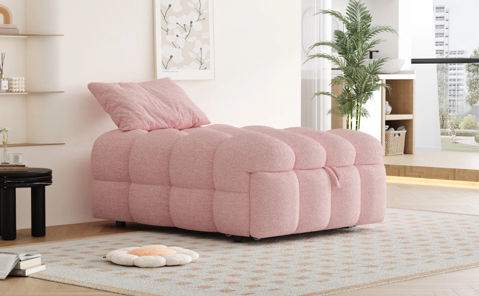 DESMIU Letto singolo 183 × 76 cm con funzione 2 in 1, senza materasso, in Teddy, rosa