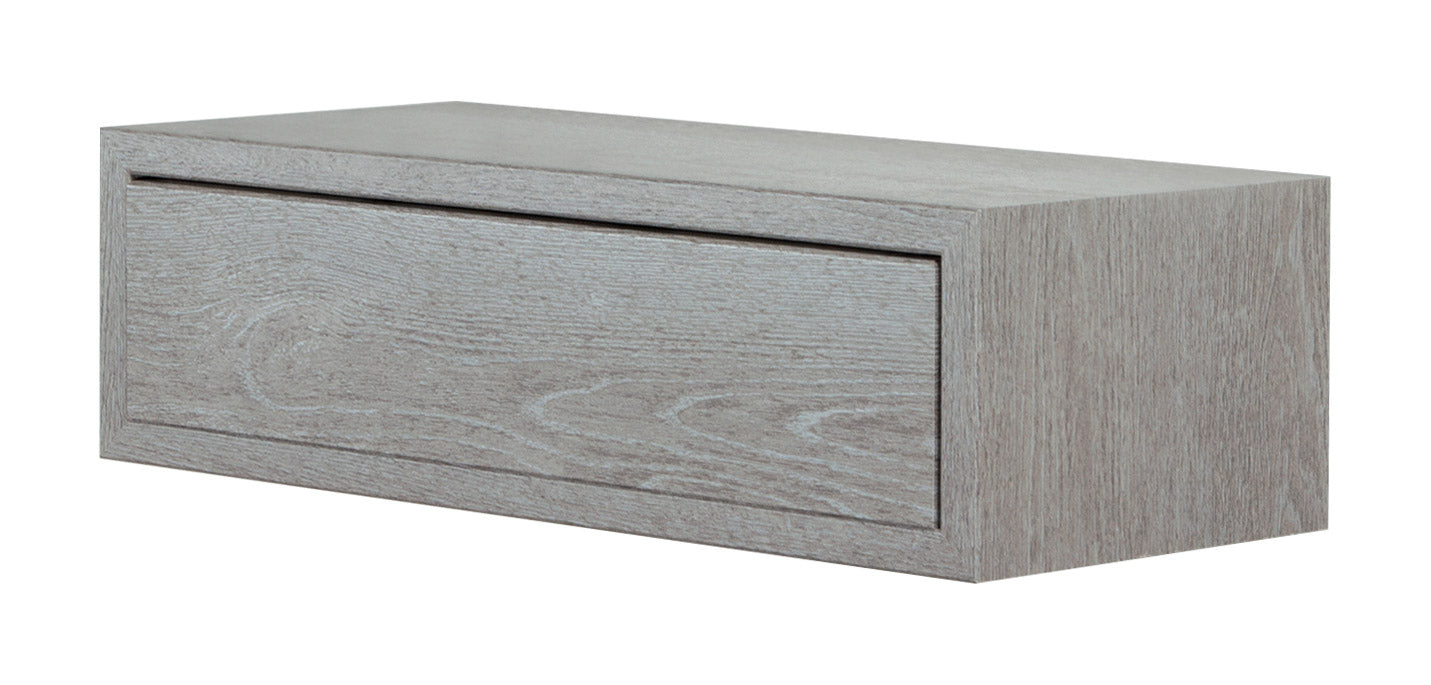 Mensola da Parete 1 Cassetto 45x13,4x20 cm in Fibra di Legno Lego Rovere Grigio New