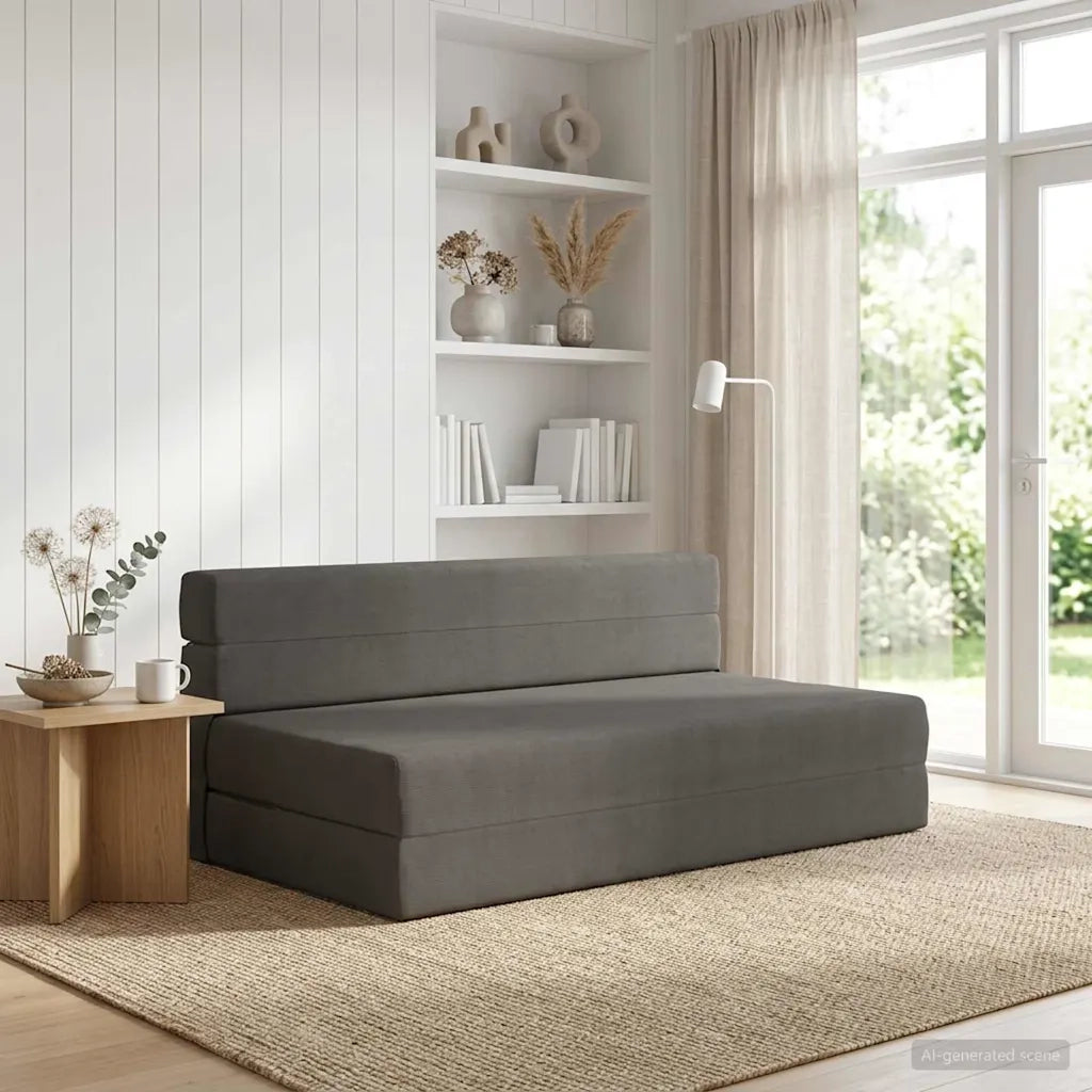 Divano Letto Pieghevole Grigio Scuro 152 x 86,5 x 60 cm Tessuto 900132