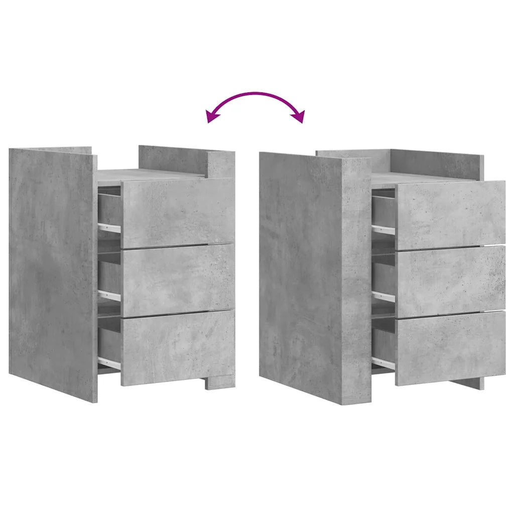 Comodino | Armadio da Notte | Mobiletto da notte Grigio Cemento 45x50x65 cm in Legno Multistrato