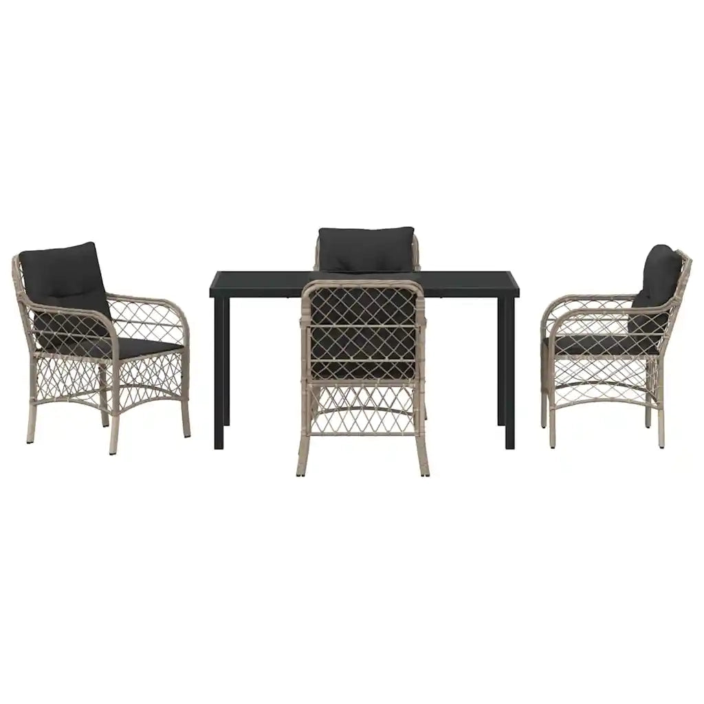 Set da Pranzo per Giardino 5 pcs Grigio chiaro polyrattan 3380241