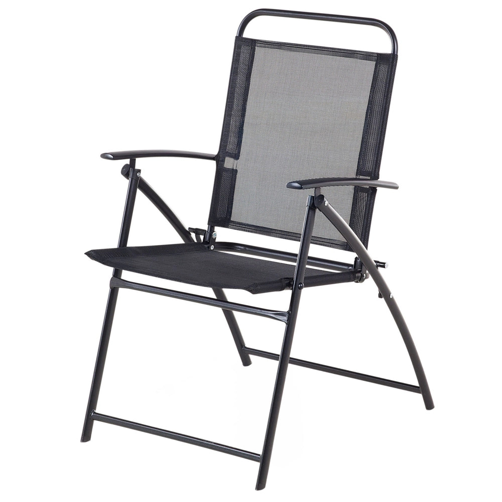 Set da pranzo all'aperto in acciaio Nero 5 pezzi tavolo sedie pieghevoli 4 posti giardino moderno