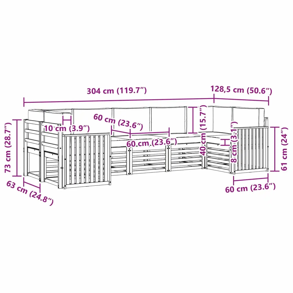 Set divano sezionale con cuscino 7 pcs Naturale e Antracite 3375407
