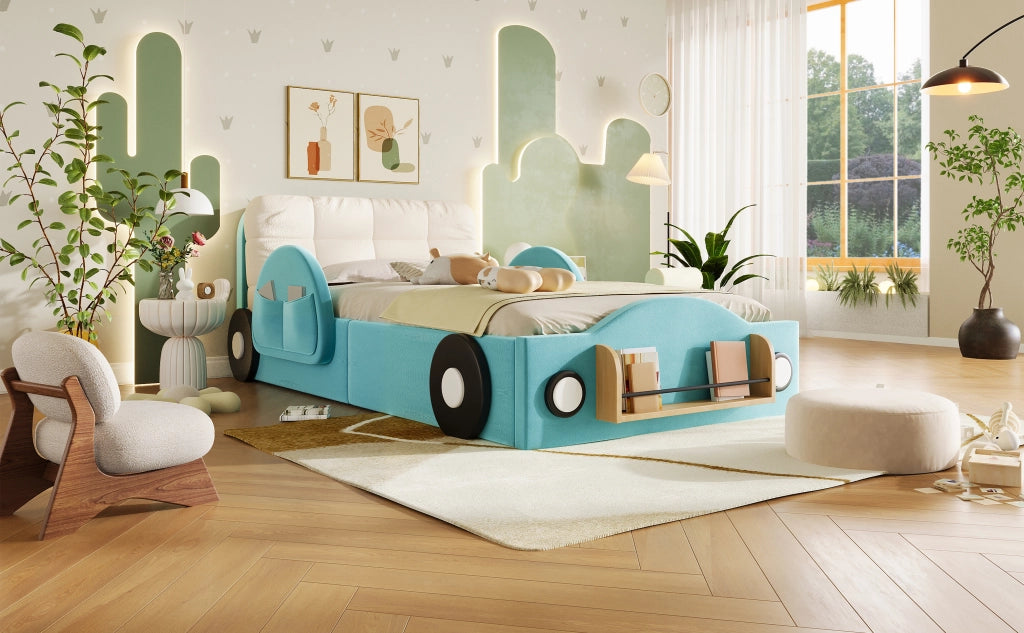 letto imbottito flanella blu 90 x 200 cm