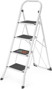 Ladder op poggiolo | 4 gradini | Antiscivolo | Maniglia | Robusto | Pedale ampio | Multifunzionale | Utilizzabile in casa e in ufficio | Carico massimo 150 kg Scala portatile