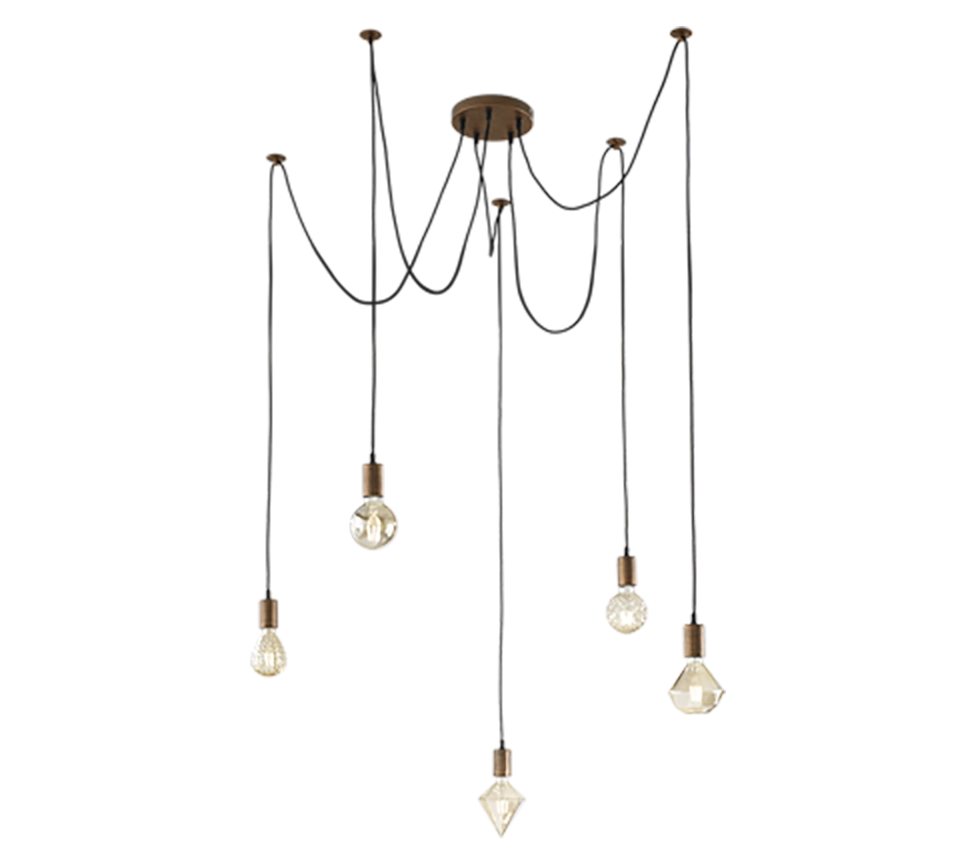 Lampada a sospensione, metallo, rame antico, H max 200 cm, Cord
