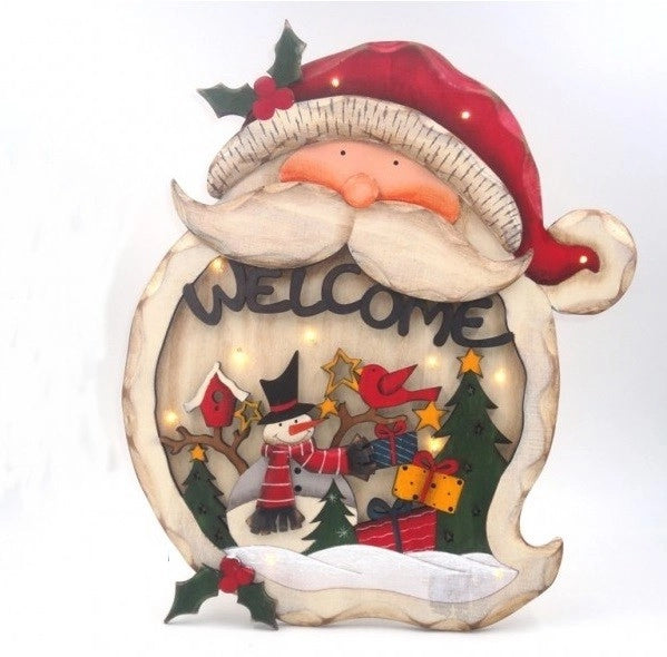 Tavoletta Decorativa Natalizia Casa Babbo natale in legno 27 cm