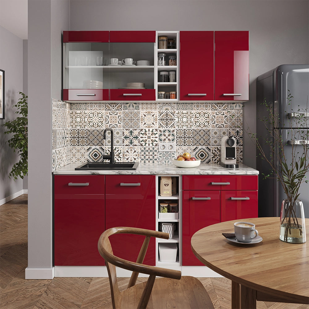 Vicco Cucina completa Rosso lucido/bianco 160 cm , PL Antracite