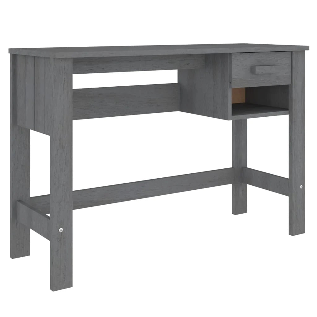Scrivania scura HAMAR postazione computer mobile studio 110 x 40 x 75 cm legno massello di pino grigio 02_0023854