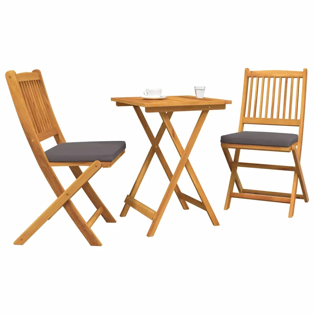Set Bistro da Giardino 3 pcs Marrone Legno di Acacia Massello 42000952